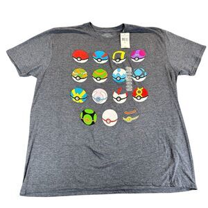 Pokemon Balls Sz XXL T-Shirt Tee Men's Medium Gray Pokeball Master